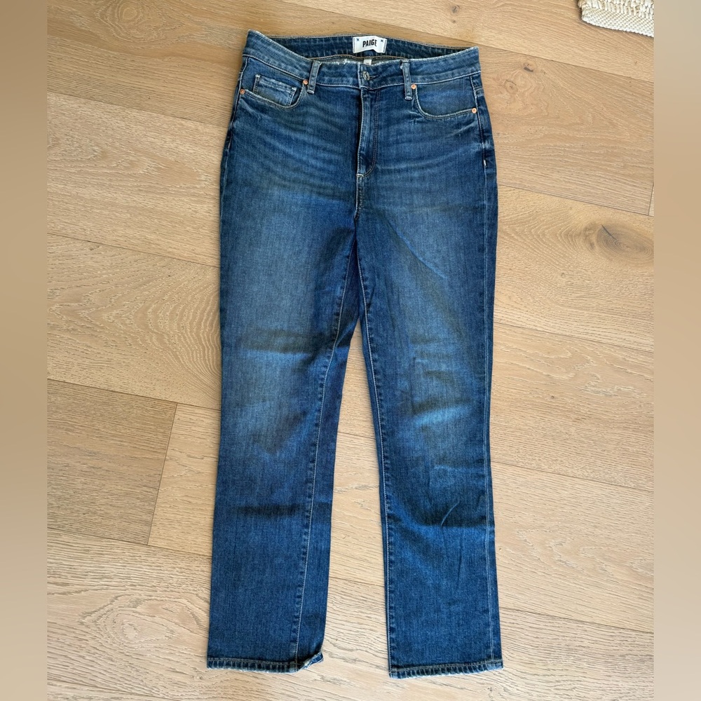 PAIGE Dark Blue Straight Leg Jeans
